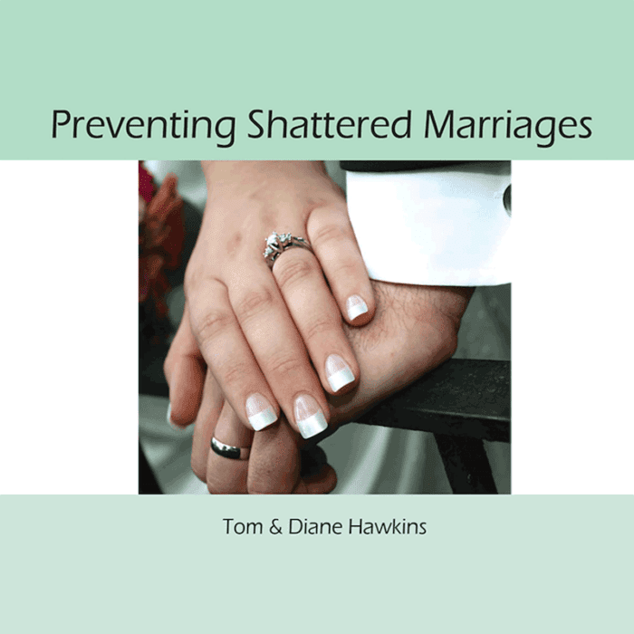 Preventing Shattered Marriages by Dr. Tom and Diane Hawkins Restoration in Christ Ministries RCM Front Cover Image