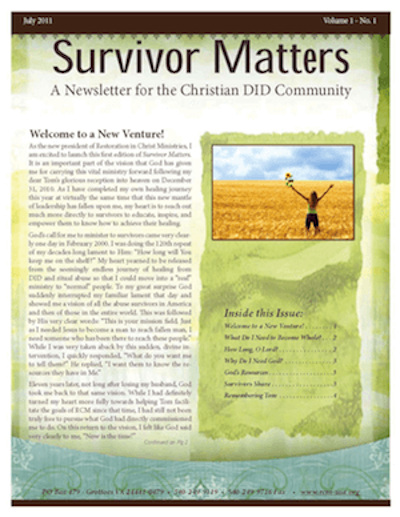 Front Cover Image for July 2011 Survivor Matters Newsletter2011