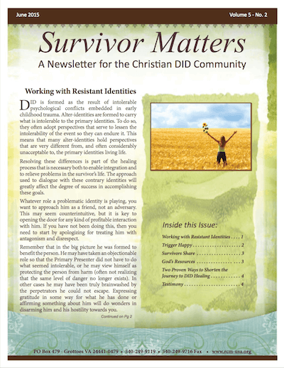 Front Cover for June 2015 Survivor Matters Newsletter