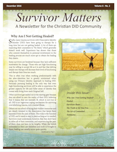 Front Cover Image for December 2016 Survivor Matters Newsletter