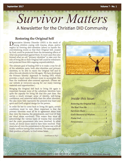 Front Cover image for September 2017 Survivor Matters Newsletter