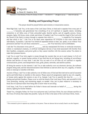 Prayer by Diane Hawkins Binding and Separating Prayer Image