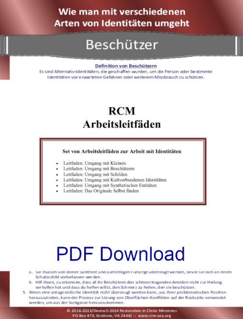 Set von Arbeitsleitfäden zum Umgang mit Identitäten Image Restoration in Christ Ministries RCM